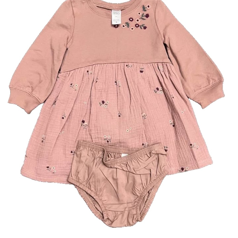 New with tags Carter baby girl 18 months 2 piece Rose Mauve Dress